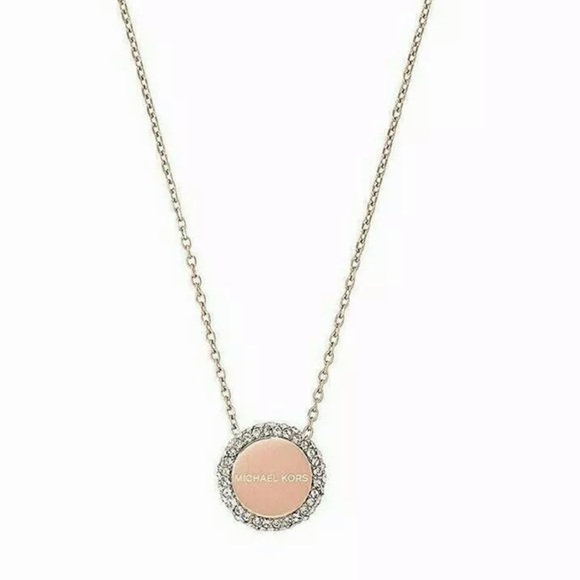 MICHAEL KORS MKJX6180791 BRILLIANCE PAVE' ROSE GOLD-TONE NECKLACE MSRP $85.00 - Picture 2 of 6